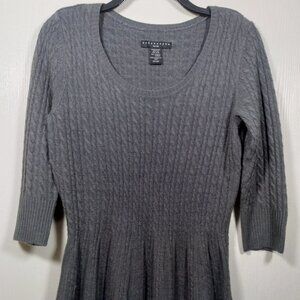 Apostrophe Gray Petite Medium Scoop Neck 3/4 Sleeve Peplum Woman’s Sweater